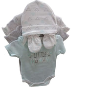 LITTLE HUMAN 3 PACK ONESIE CAP & MITTENS SET