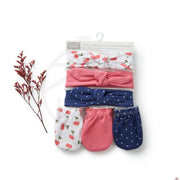 6 PC HEADBAND & SCRATCH MITTEN SET - CHERRY