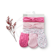 6 PC HEADBAND & SCRATCH MITTEN SET- POLKA LOVE