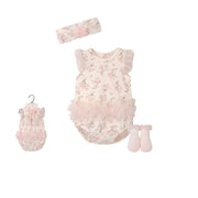 3 PIECE GIRL ROMPER SET-PEACH FLORAL