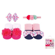 SET OF 4 BRIGHT BOW/FLOWER BOOTIES & HEADBAND