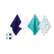 SET OF 4 DINO PRINTED WASHCLOTHS