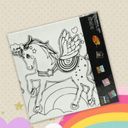 CANVAS PAINTING WOODEN FRAME - DINO/UNICORN