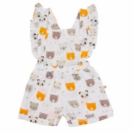 TEDDY BEAR PRINTED DUNGAREE FROCK