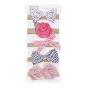 PINK FLOWER HEADBANDS SET OF 5