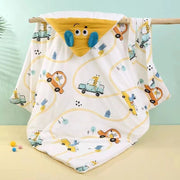 PRINTED ANIMAL CAR HOODED SWADDLE