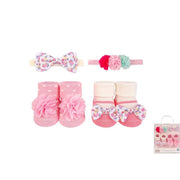 4 PC PINK/CREAMFLOWER HEADBAND AND SOCK SET