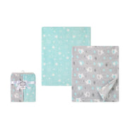 PRINTED ELEPHANT BLANKET SET OF 2