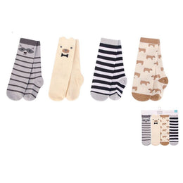 4 PAIR RACCOON AND BEAR KNEE HIGH SOCKS