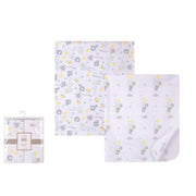 2 PC ALPHABETS PRINT FLANNEL RECEIVING BLANKETS