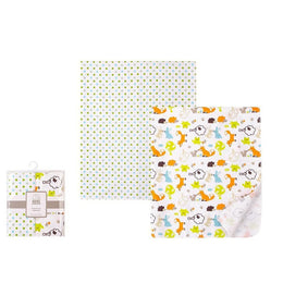 2 PC ANIMAL PRINTED FLANNEL RECEIVING BLANKETS