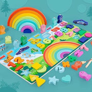 RAINBOW DIGITAL SHAPE LOGARITHMIC PLATE-WOOD